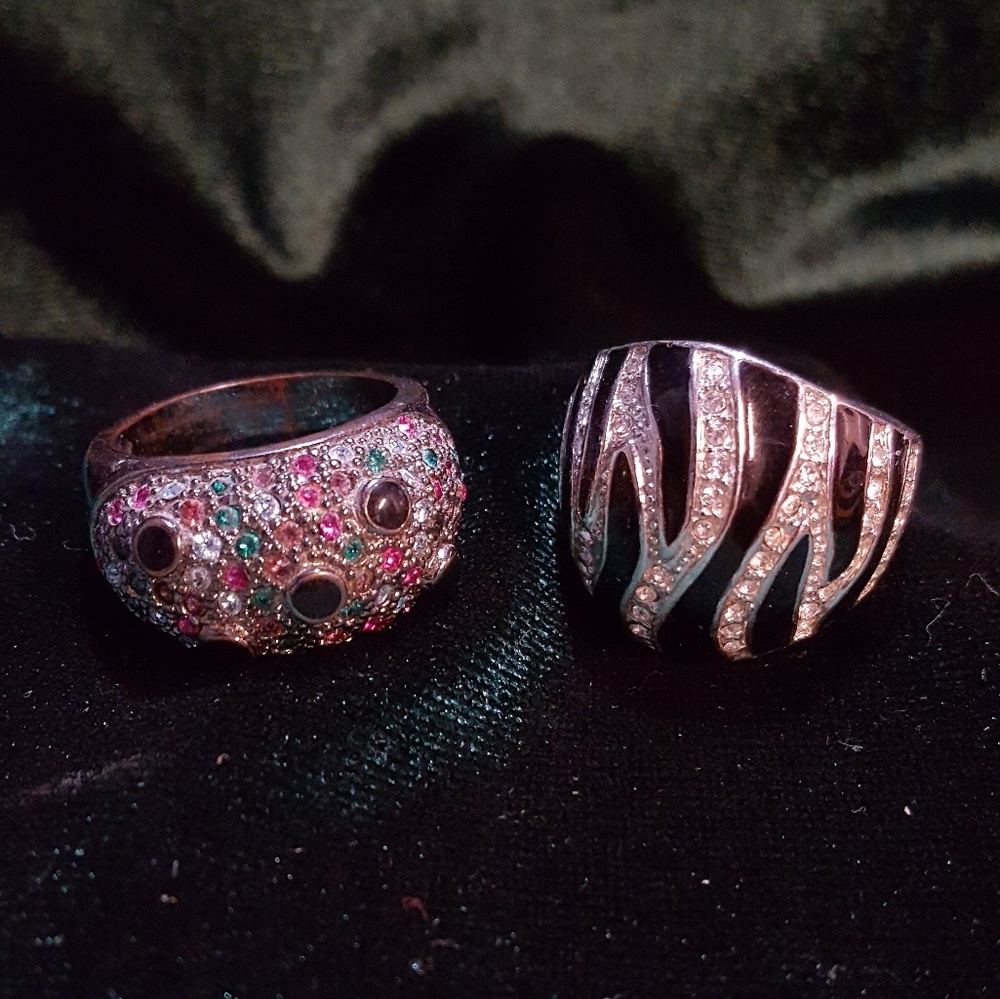 Two Rhinestone Statement Rings